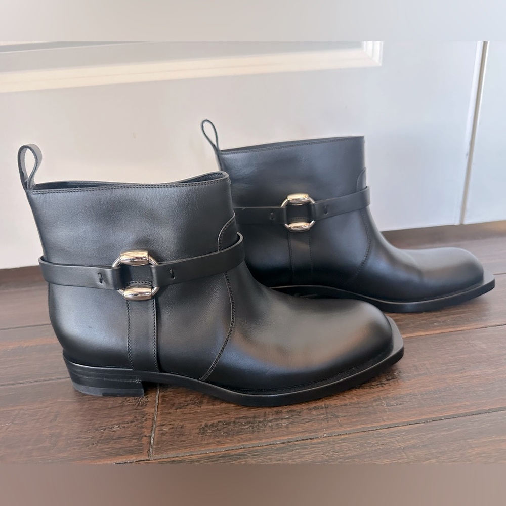Gucci Horsebit Cirano Lux Calfskin Leather Ankle Boots, size 9, IT 39